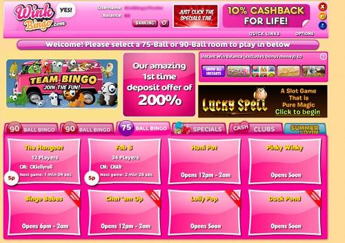 Screenshot of Wink Bingo